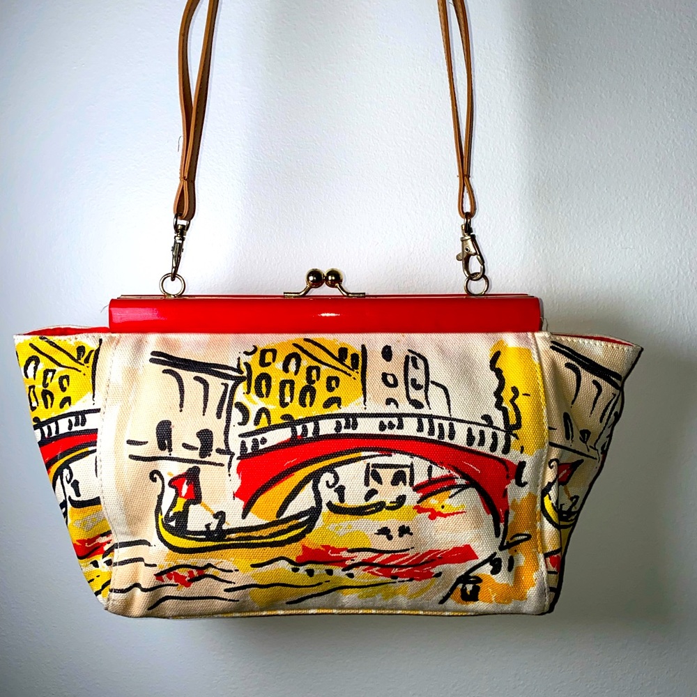 Vintage Prada looking top handle bag - color block